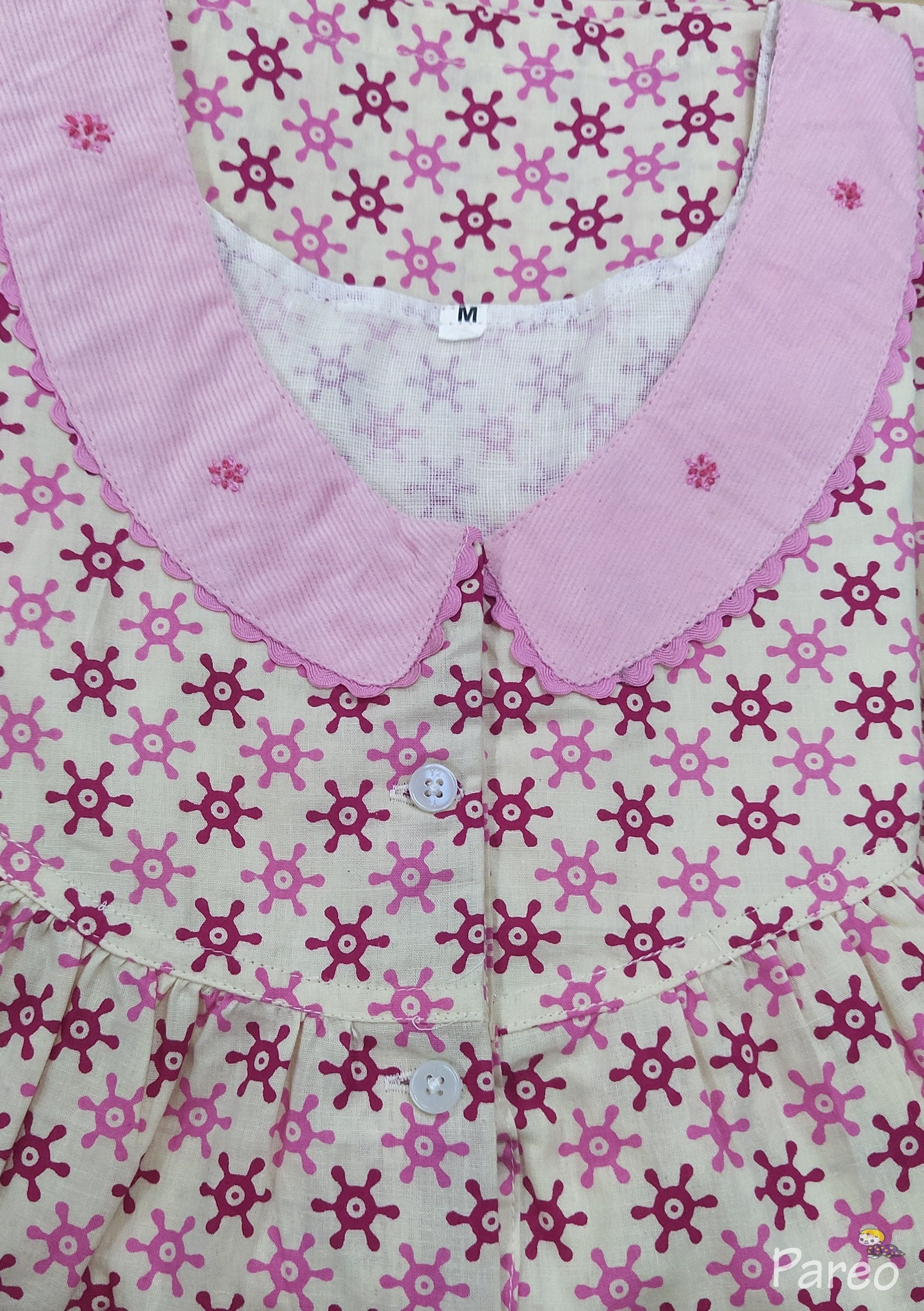Cotton With Pockets, Half Open Medium Printed Nighty