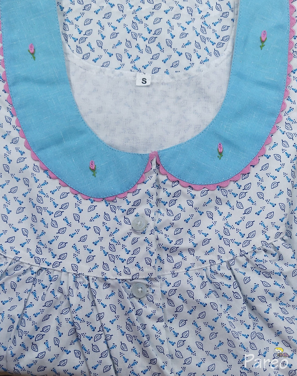 Cotton With Pockets, Half Open Small Printed Nighty
