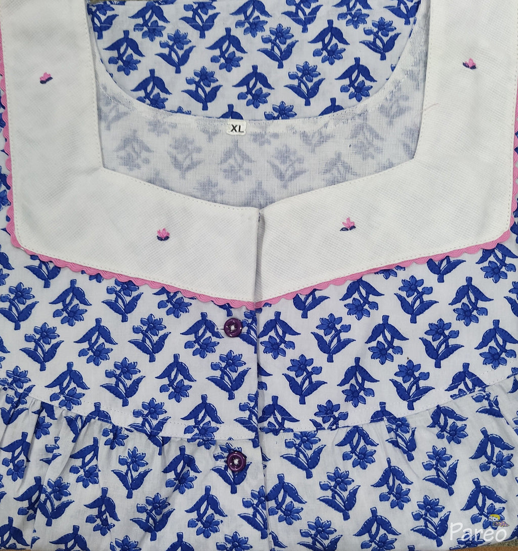 Cotton With Pockets, Half Open Xlarge Printed Nighty
