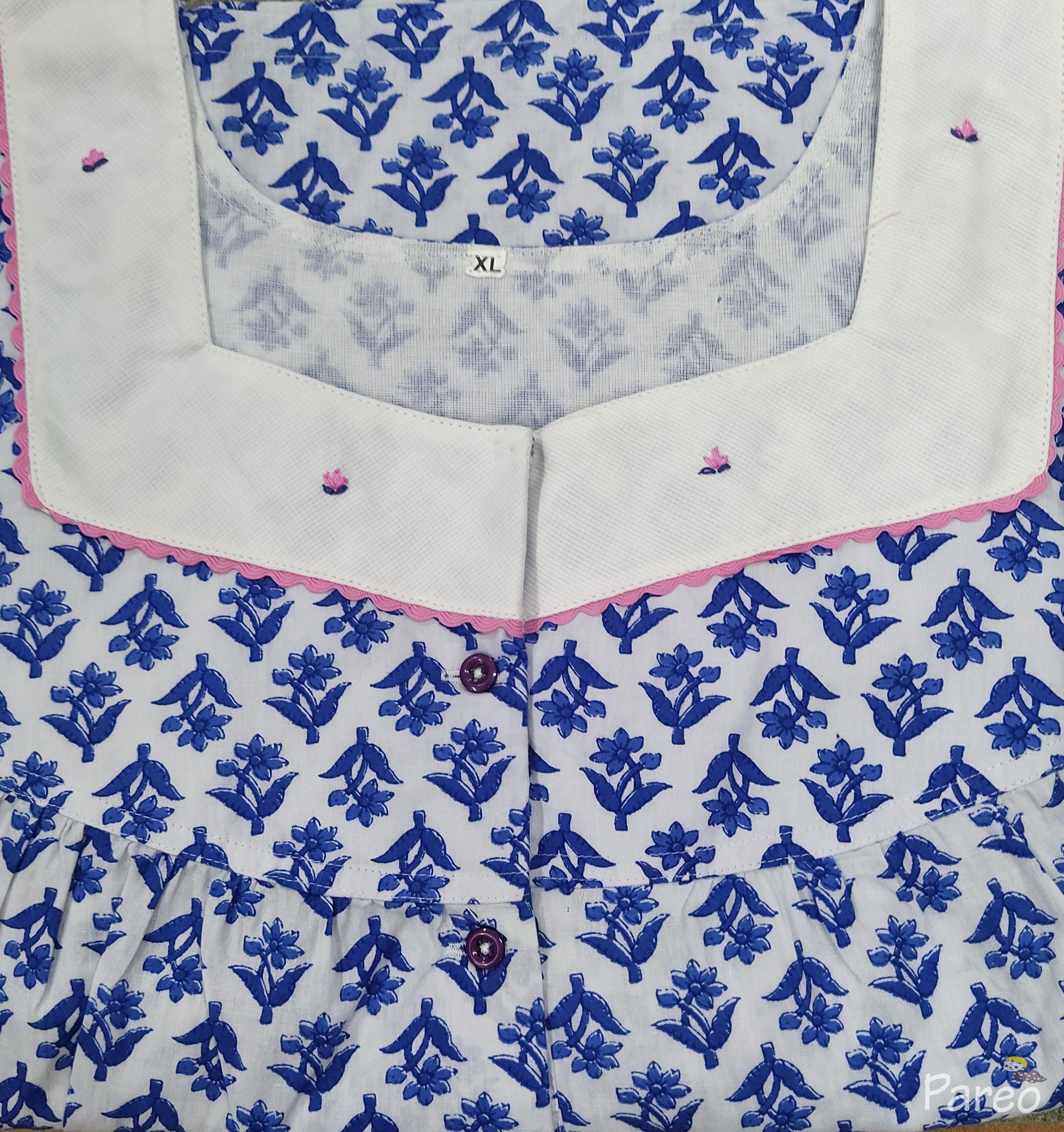 Cotton With Pockets, Half Open Xlarge Printed Nighty