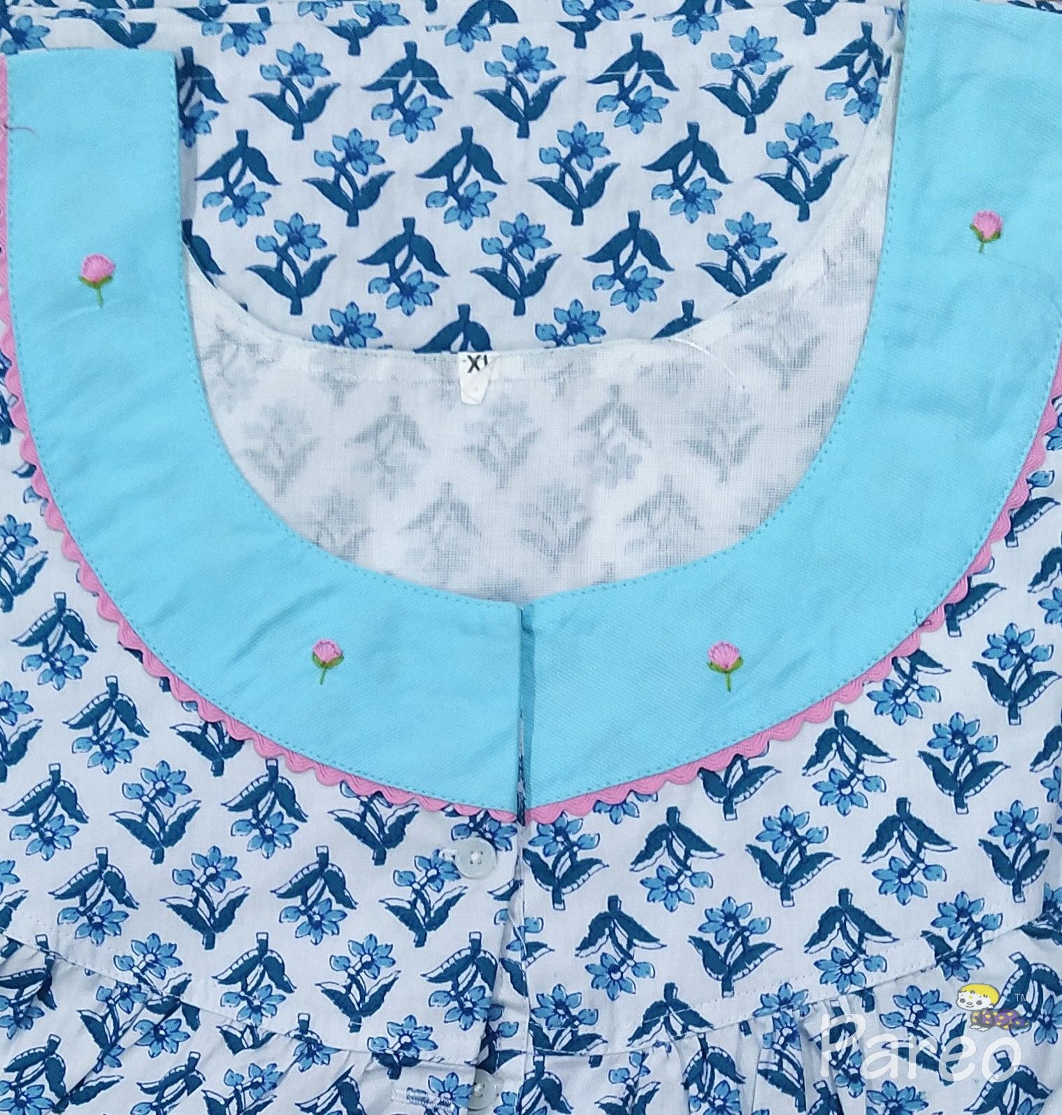 Cotton With Pockets, Half Open Xlarge Printed Nighty