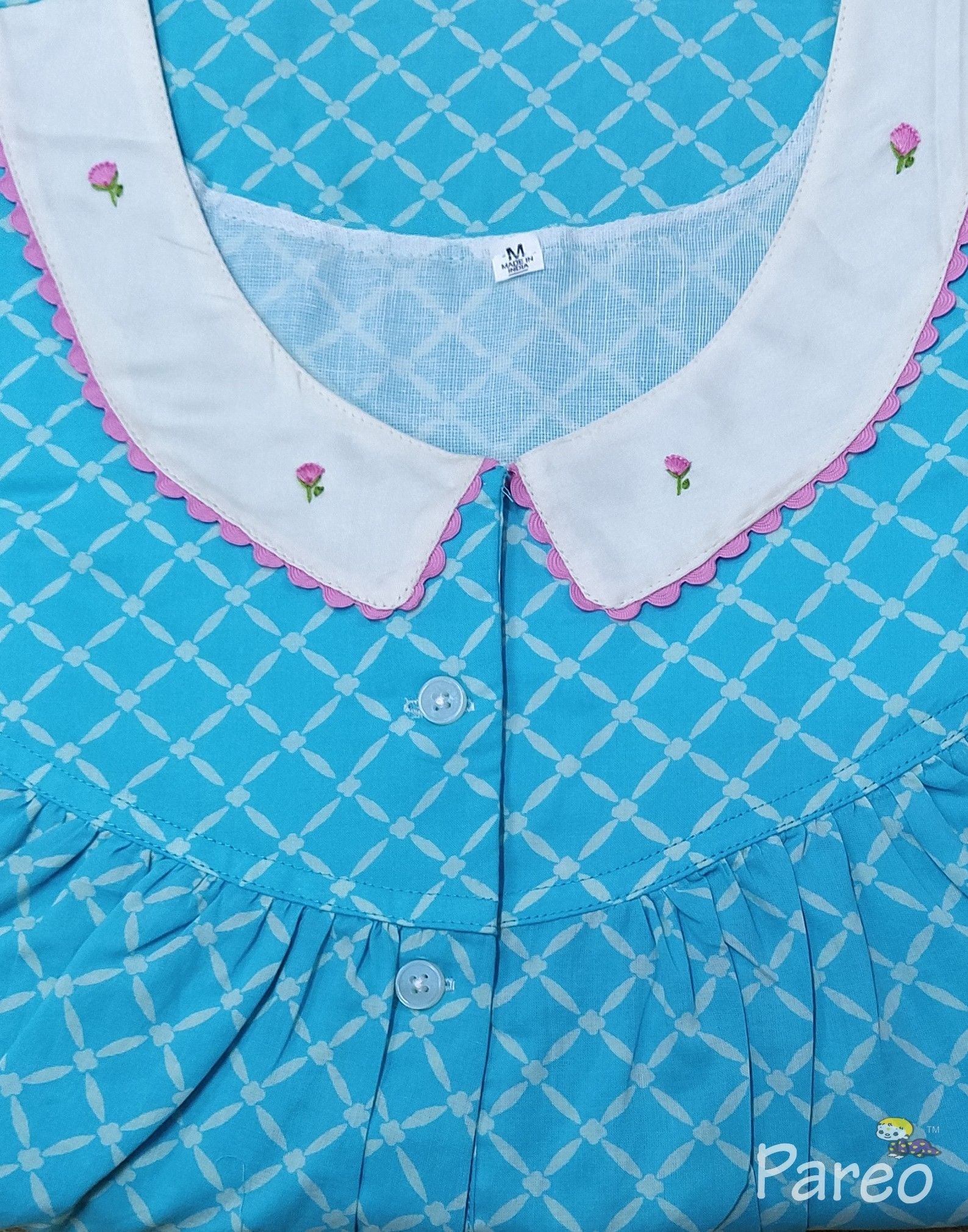 Soft Cotton With Pockets, Half Open Medium Printed Nighty