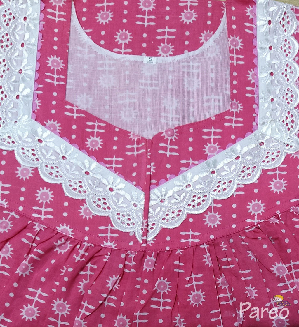 Soft Cotton With Pockets, No Open Small Printed Nighty