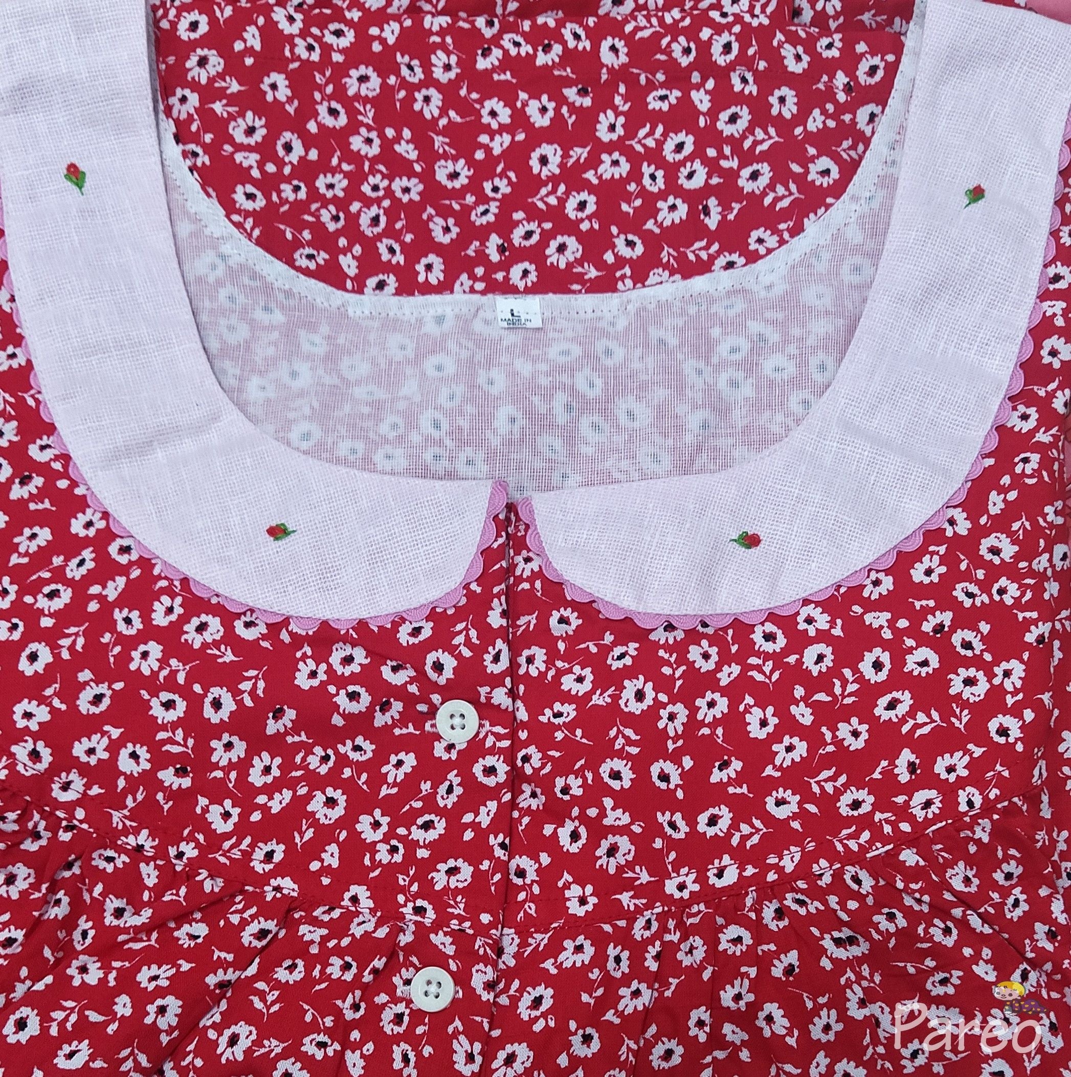Rayon With Pockets, Half Open Large Printed Nighty