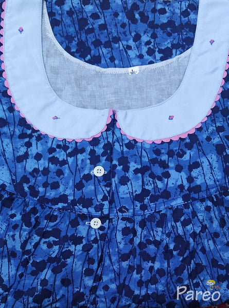 Soft Cotton With Pockets, Half Open Large Printed Nighty