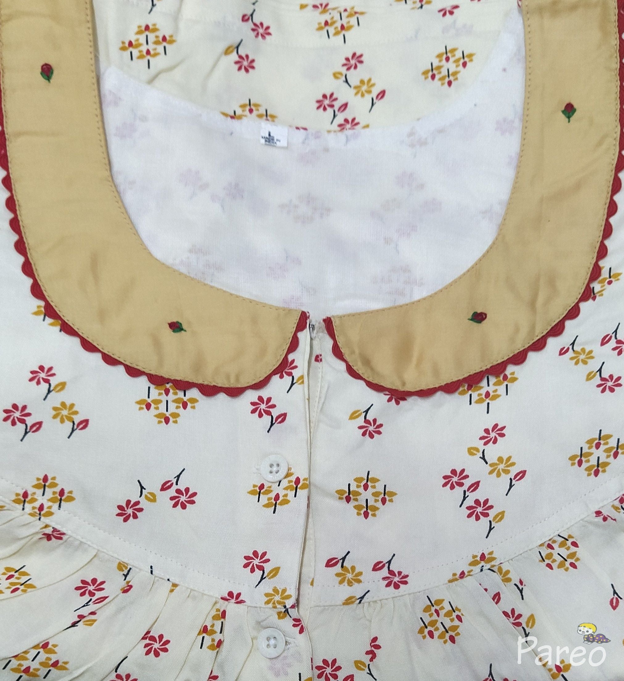 Rayon With Pockets, Half Open Large Printed Nighty