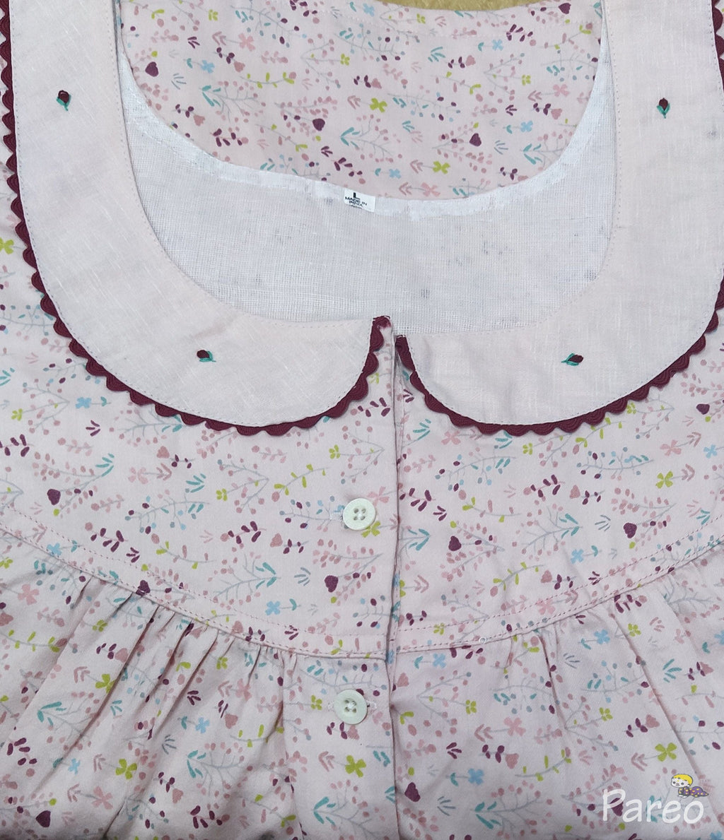 Rayon With Pockets, Half Open Large Printed Nighty