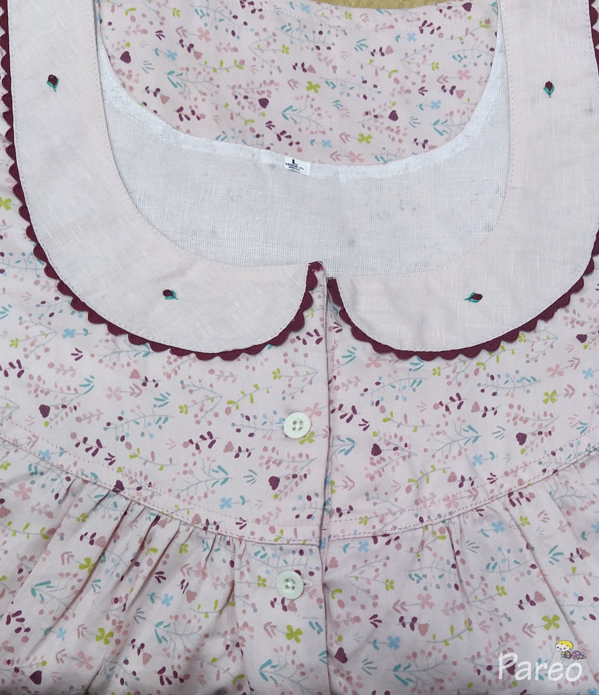 Rayon With Pockets, Half Open Large Printed Nighty