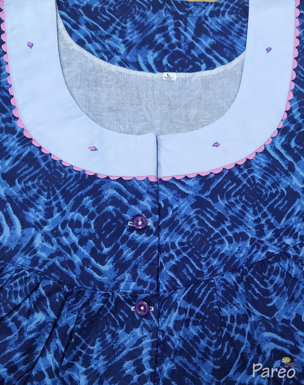 Cotton With Pockets, Half Open Large Printed Nighty