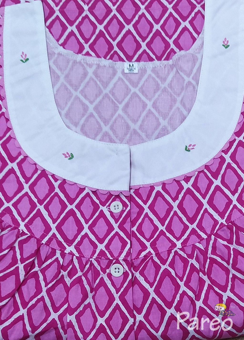 Cotton With Pockets, Half Open Medium Printed Nighty