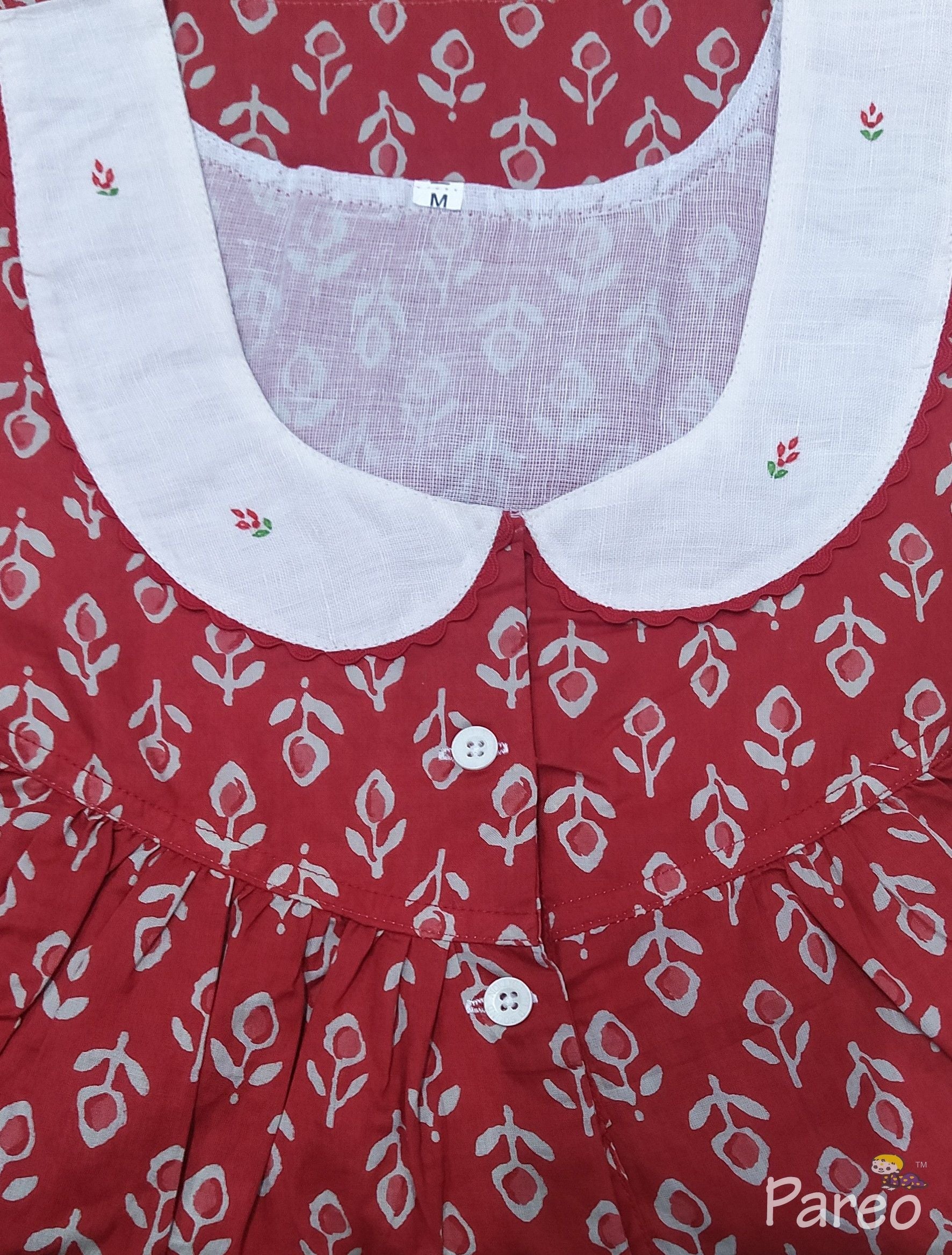 Soft Cotton With Pockets, Half Open Medium Printed Nighty