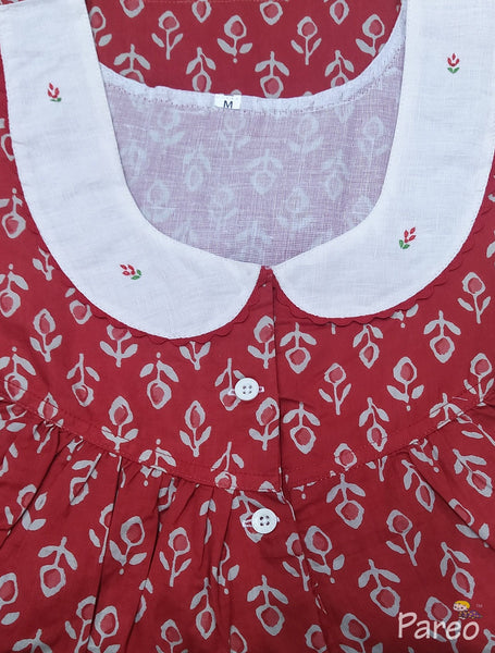 Soft Cotton With Pockets, Half Open Medium Printed Nighty
