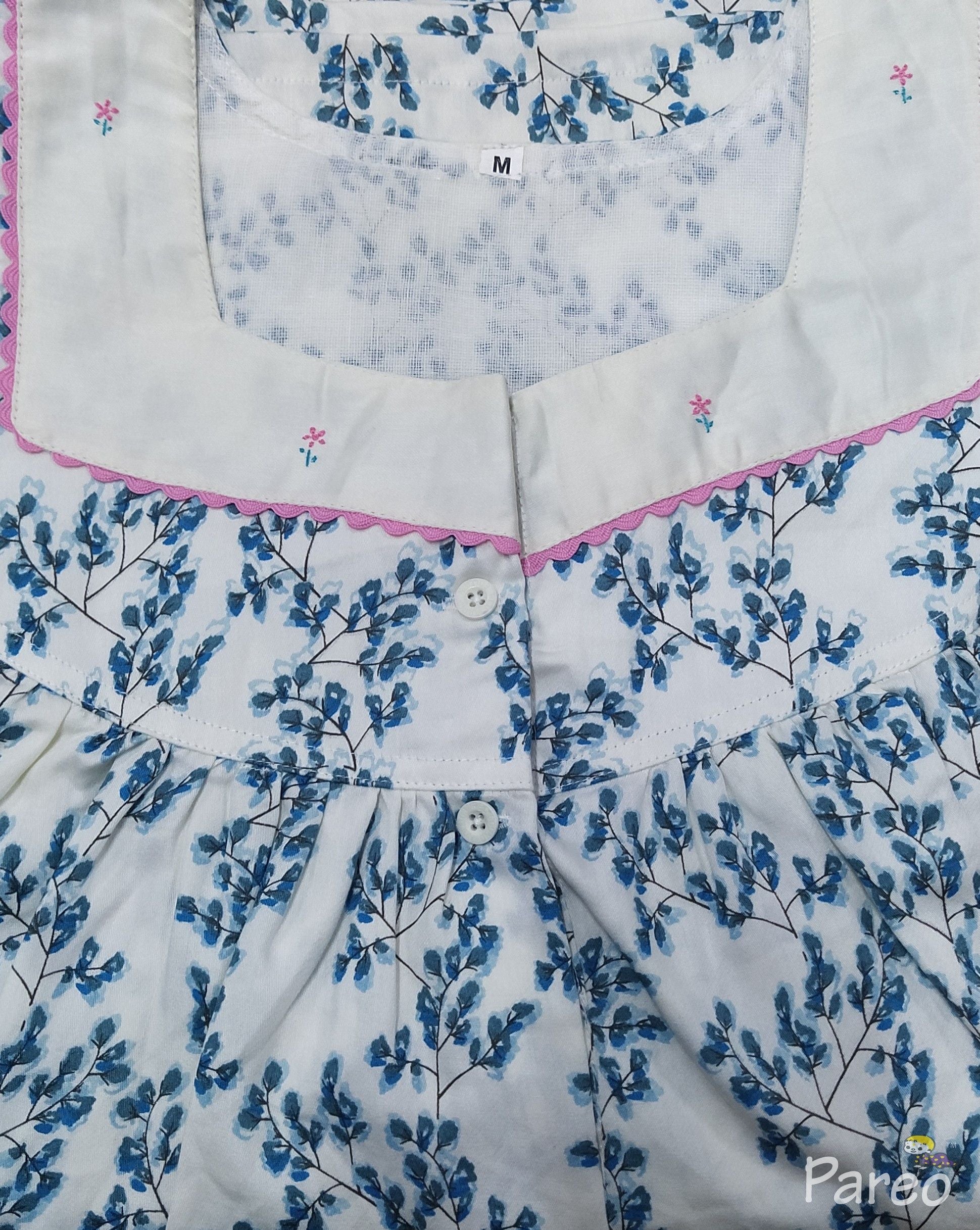 Rayon With Pockets, Half Open Medium Printed Nighty