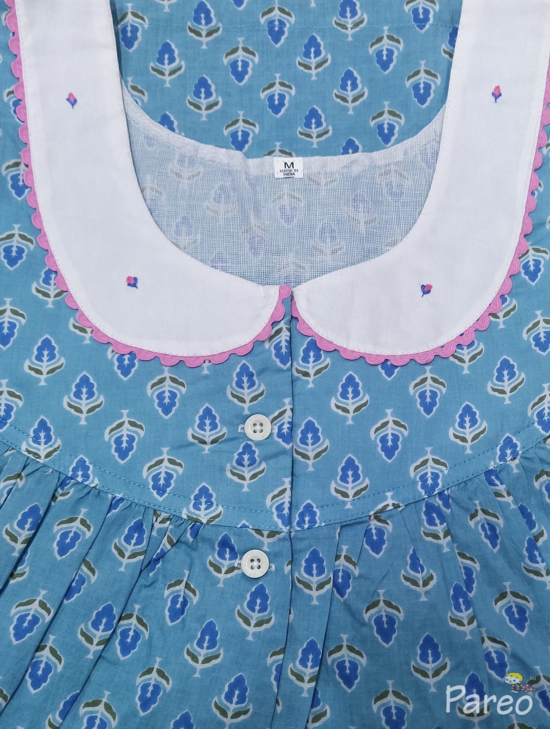 Soft Cotton With Pockets, Half Open Medium Printed Nighty