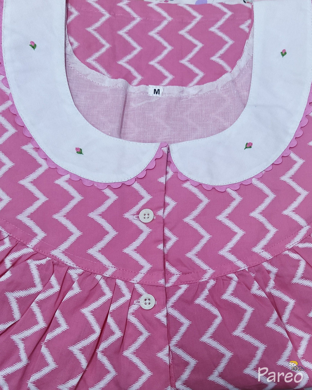 Soft Cotton With Pockets, Half Open Medium Printed Nighty