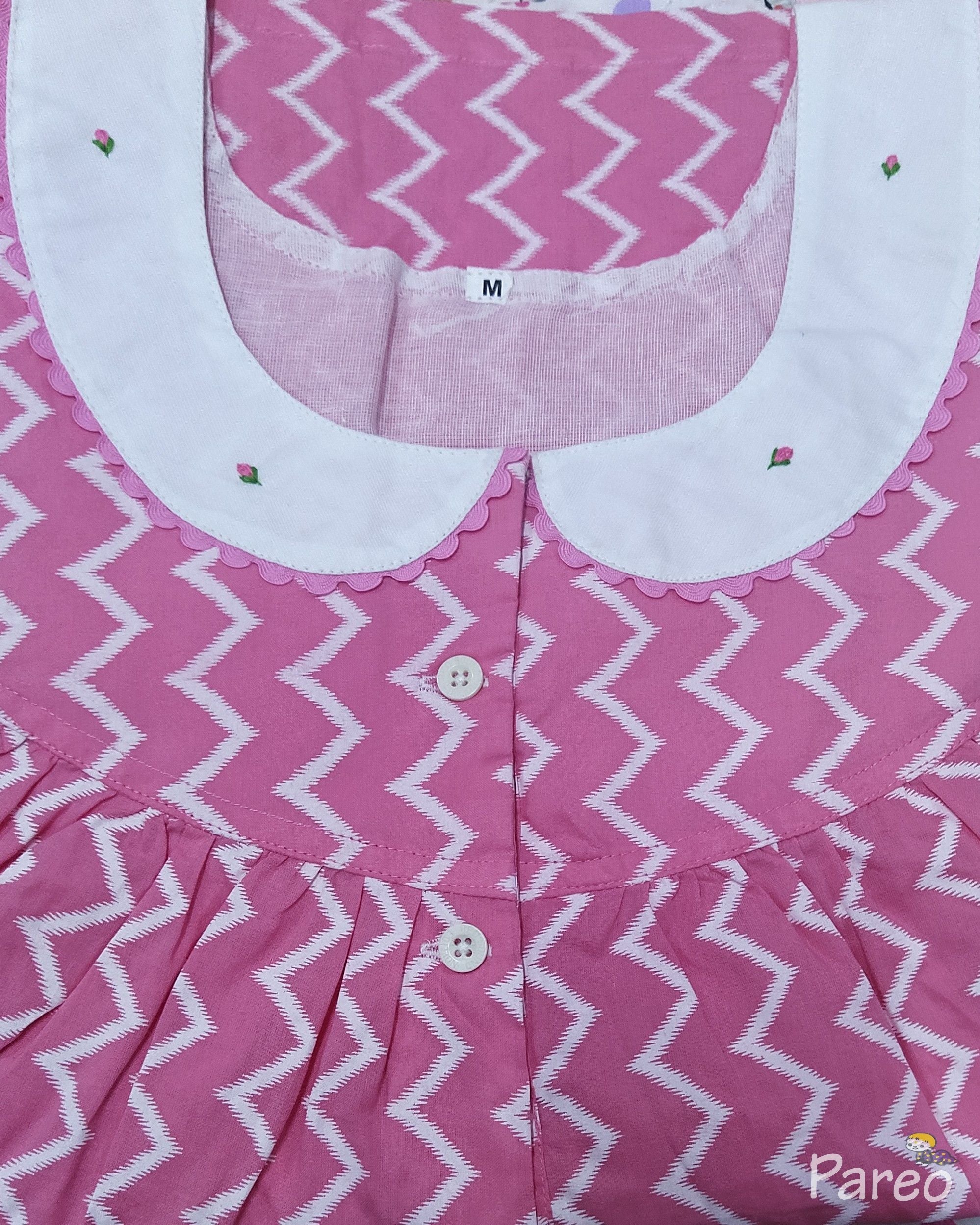 Soft Cotton With Pockets, Half Open Medium Printed Nighty