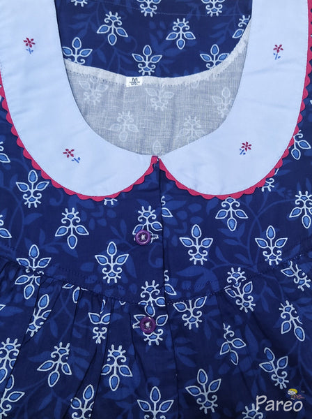 Soft Cotton With Pockets, Half Open Medium Printed Nighty