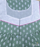 Soft Cotton With Pockets, Half Open Small Printed Nighty