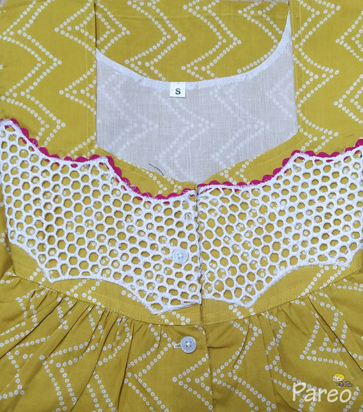 Soft Cotton With Pockets, Half Open Small Printed Nighty