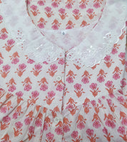 Soft Cotton With Pockets, Half Open Large Printed Nighty