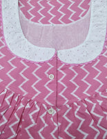 Soft Cotton With Pockets, Half Open Large Printed Nighty