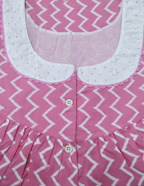 Soft Cotton With Pockets, Half Open Large Printed Nighty