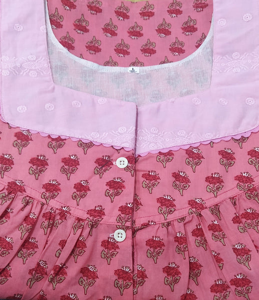 Soft Cotton With Pockets, Half Open Large Printed Nighty