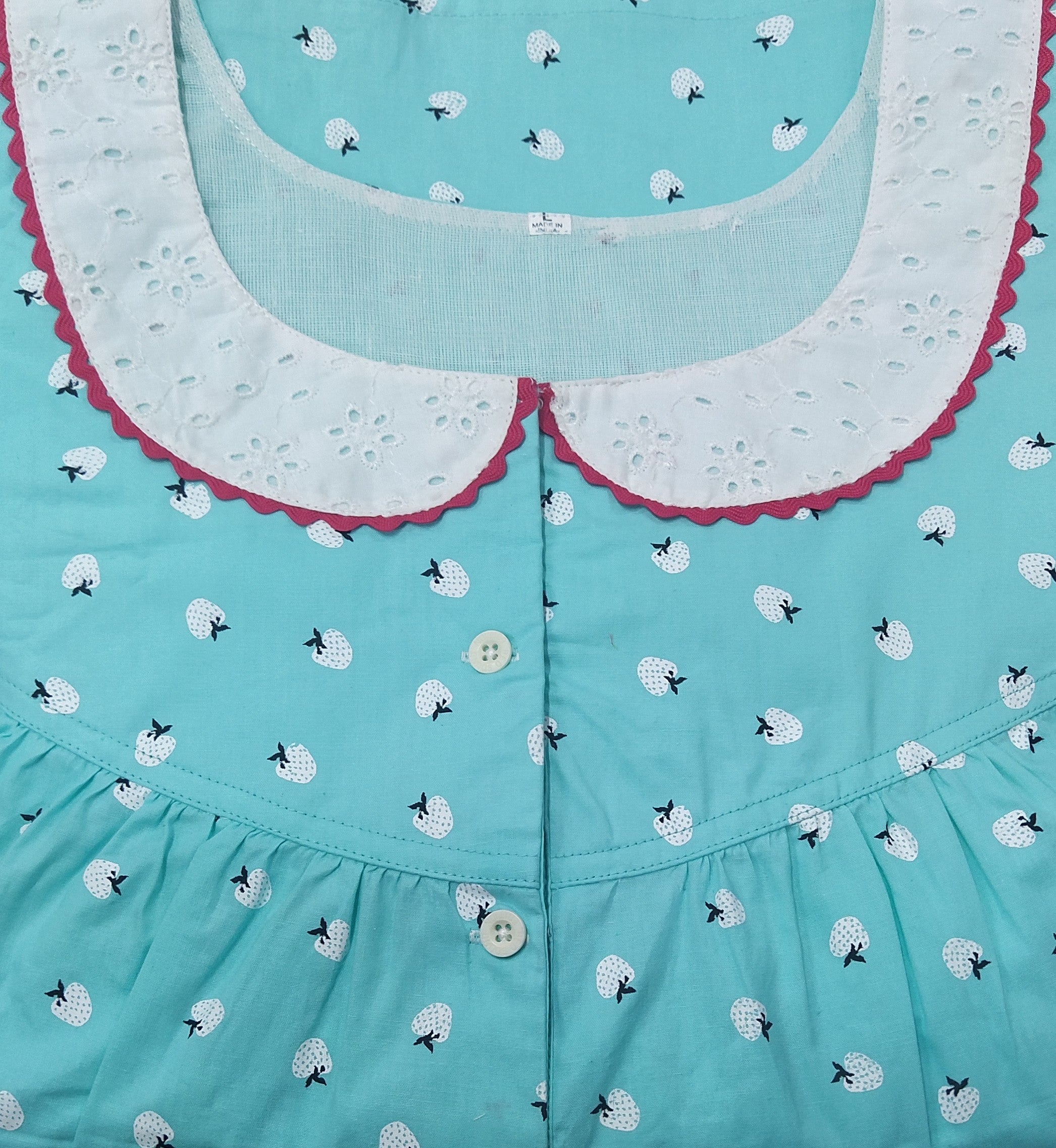 Cotton With Pockets, Half Open Large Printed Nighty