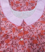 Soft Cotton With Pockets, Half Open Large Printed Nighty