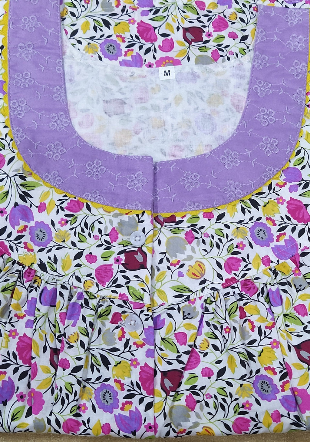 Cotton With Pockets, Half Open Medium Printed Nighty