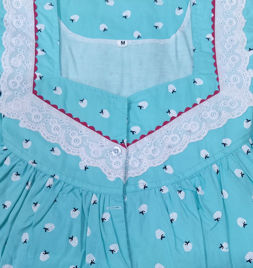 Cotton With Pockets, Half Open Medium Printed Nighty