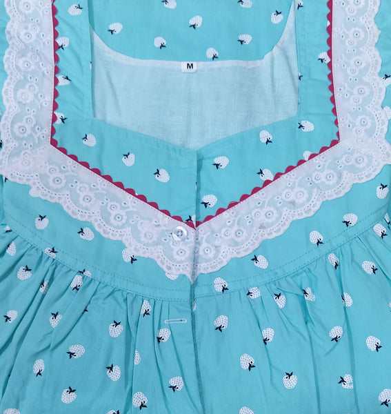 Cotton With Pockets, Half Open Medium Printed Nighty