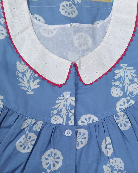 Soft Cotton With Pockets, Half Open Medium Printed Nighty