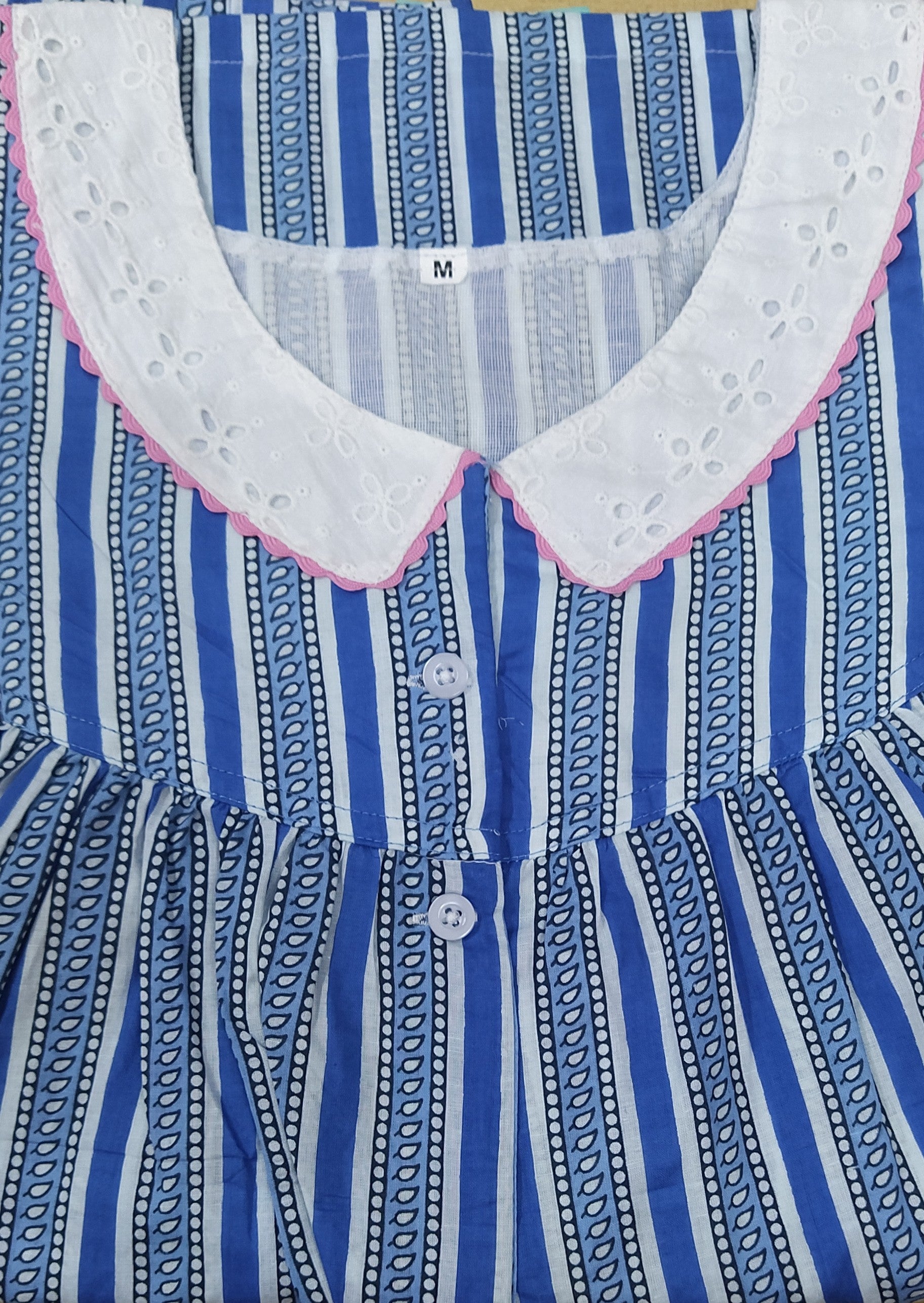 Cotton With Pockets, Half Open Medium Printed Nighty