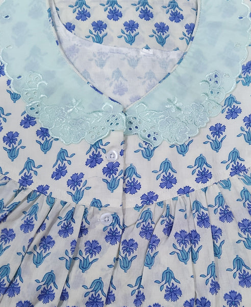 Soft Cotton With Pockets, Half Open Medium Printed Nighty