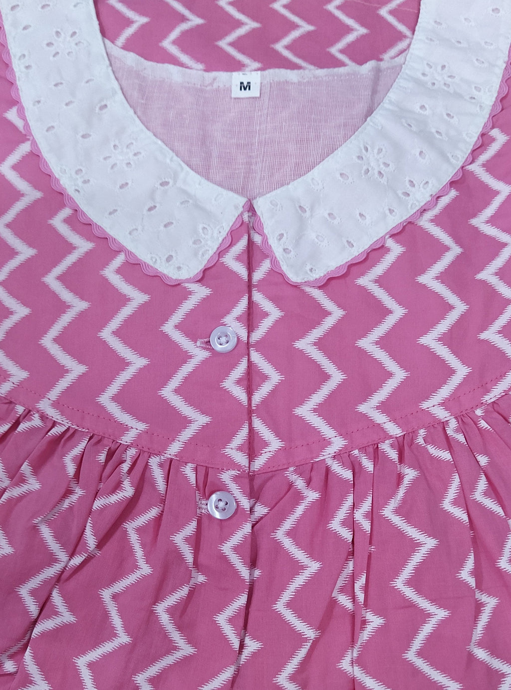Cotton With Pockets, Half Open Medium Printed Nighty