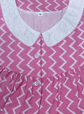 Cotton With Pockets, Half Open Medium Printed Nighty