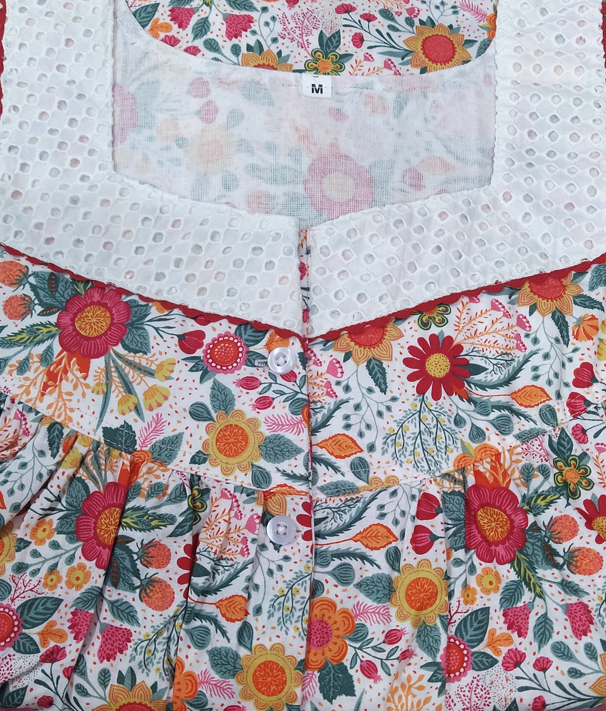 Cotton With Pockets, Half Open Medium Printed Nighty