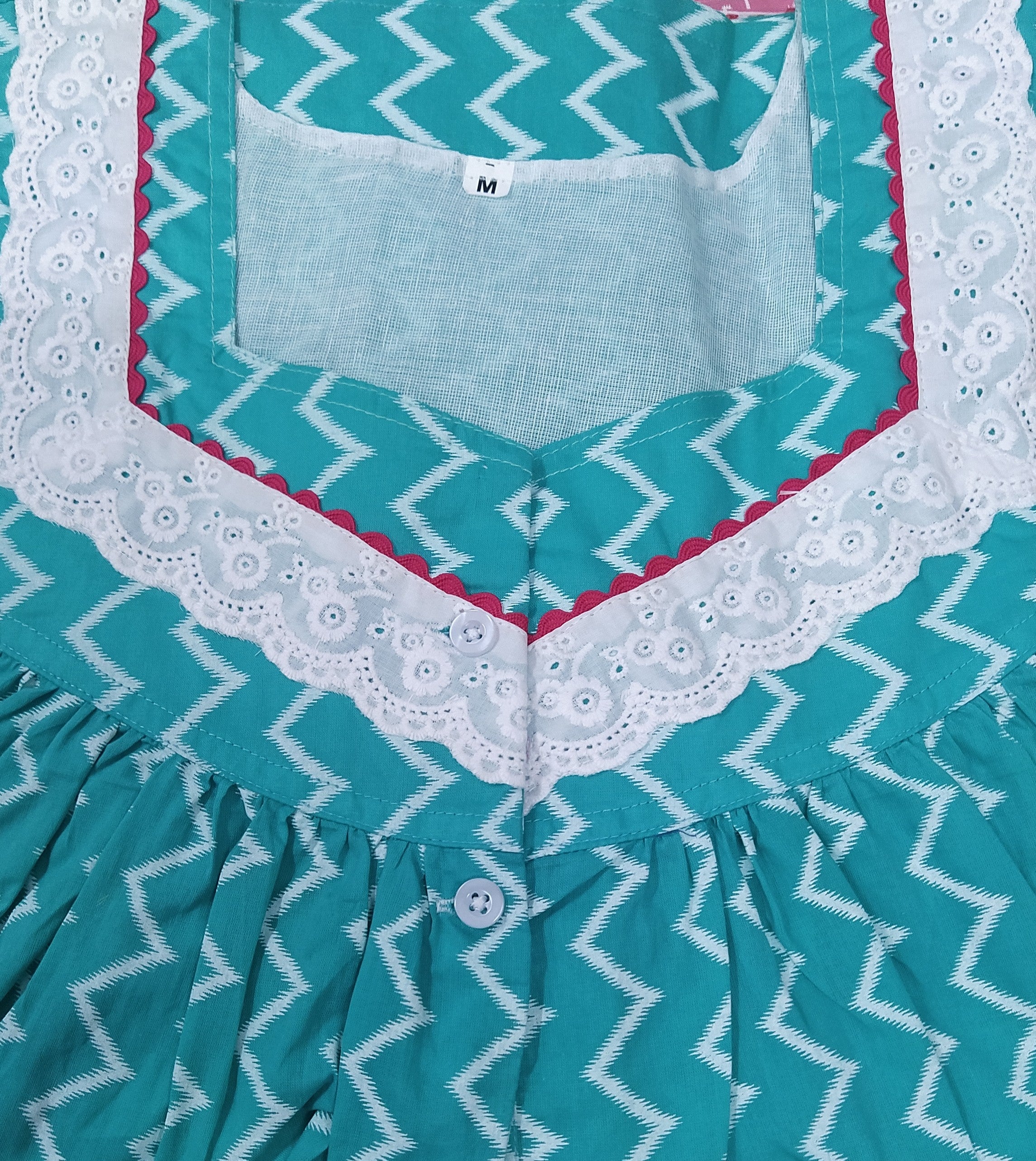 Soft Cotton With Pockets, Half Open Medium Printed Nighty