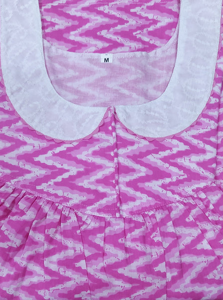 Cotton With Pockets, Half Open Medium Printed Nighty