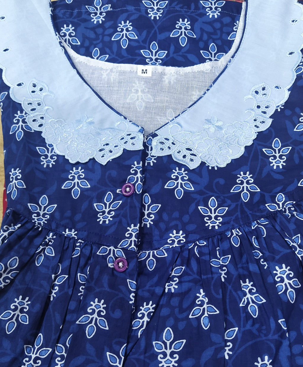 Cotton With Pockets, Half Open Medium Printed Nighty