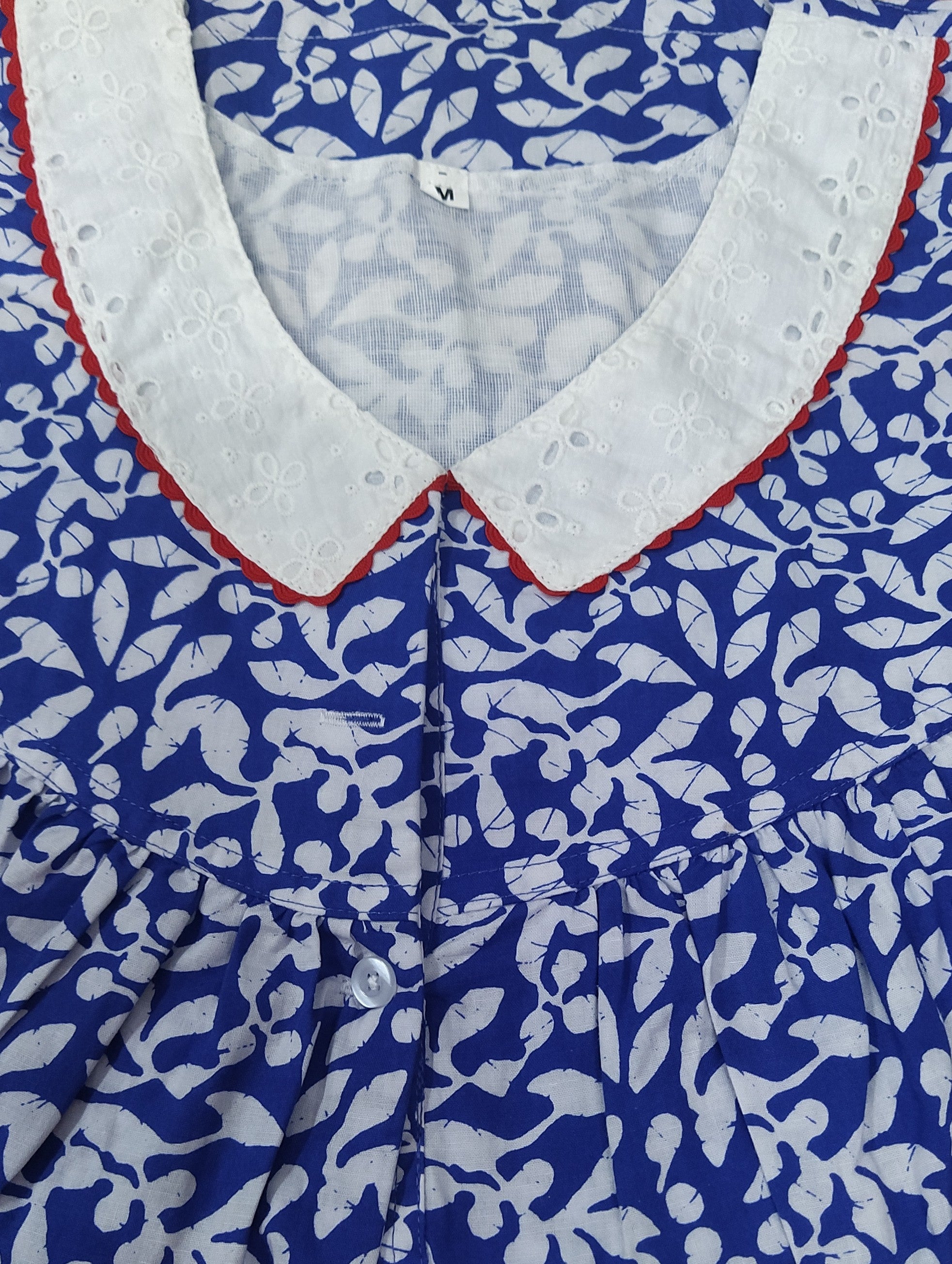 Cotton With Pockets, Half Open Medium Printed Nighty