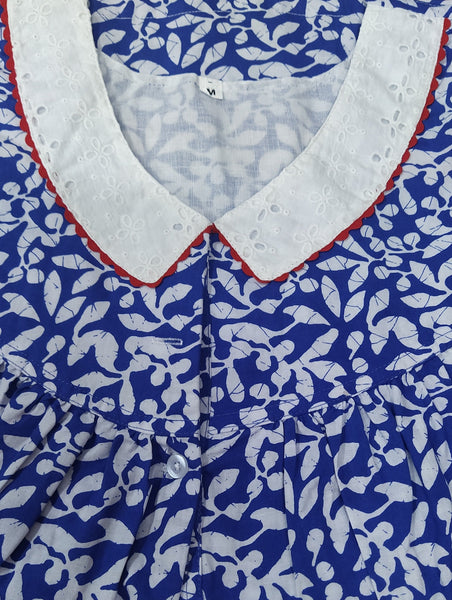 Cotton With Pockets, Half Open Medium Printed Nighty
