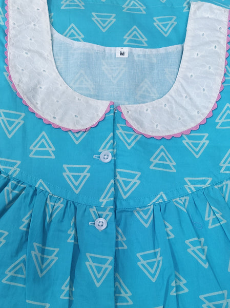Soft Cotton With Pockets, Half Open Medium Printed Nighty
