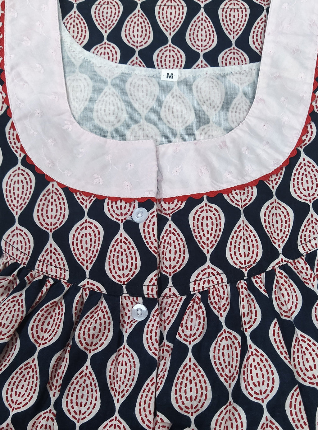 Cotton With Pockets, Half Open Medium Printed Nighty
