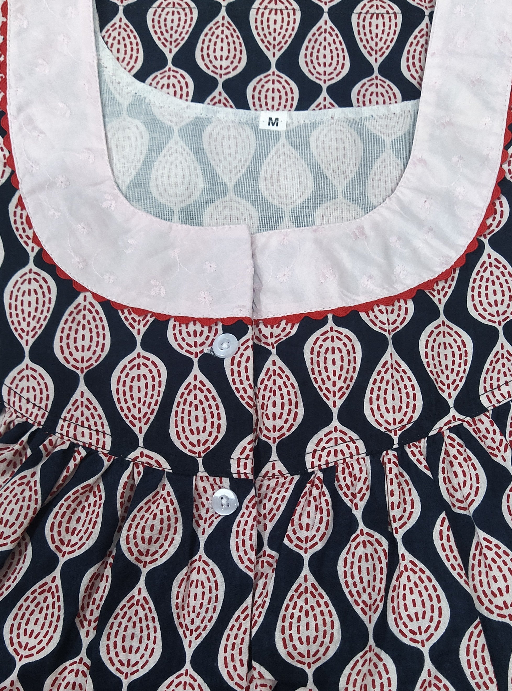 Cotton With Pockets, Half Open Medium Printed Nighty