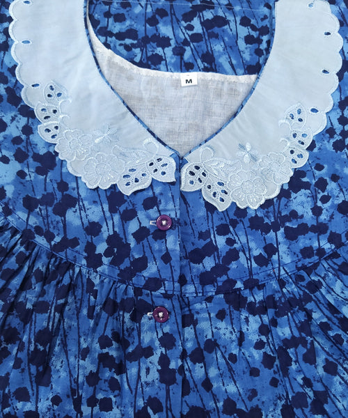 Soft Cotton With Pockets, Half Open Medium Printed Nighty