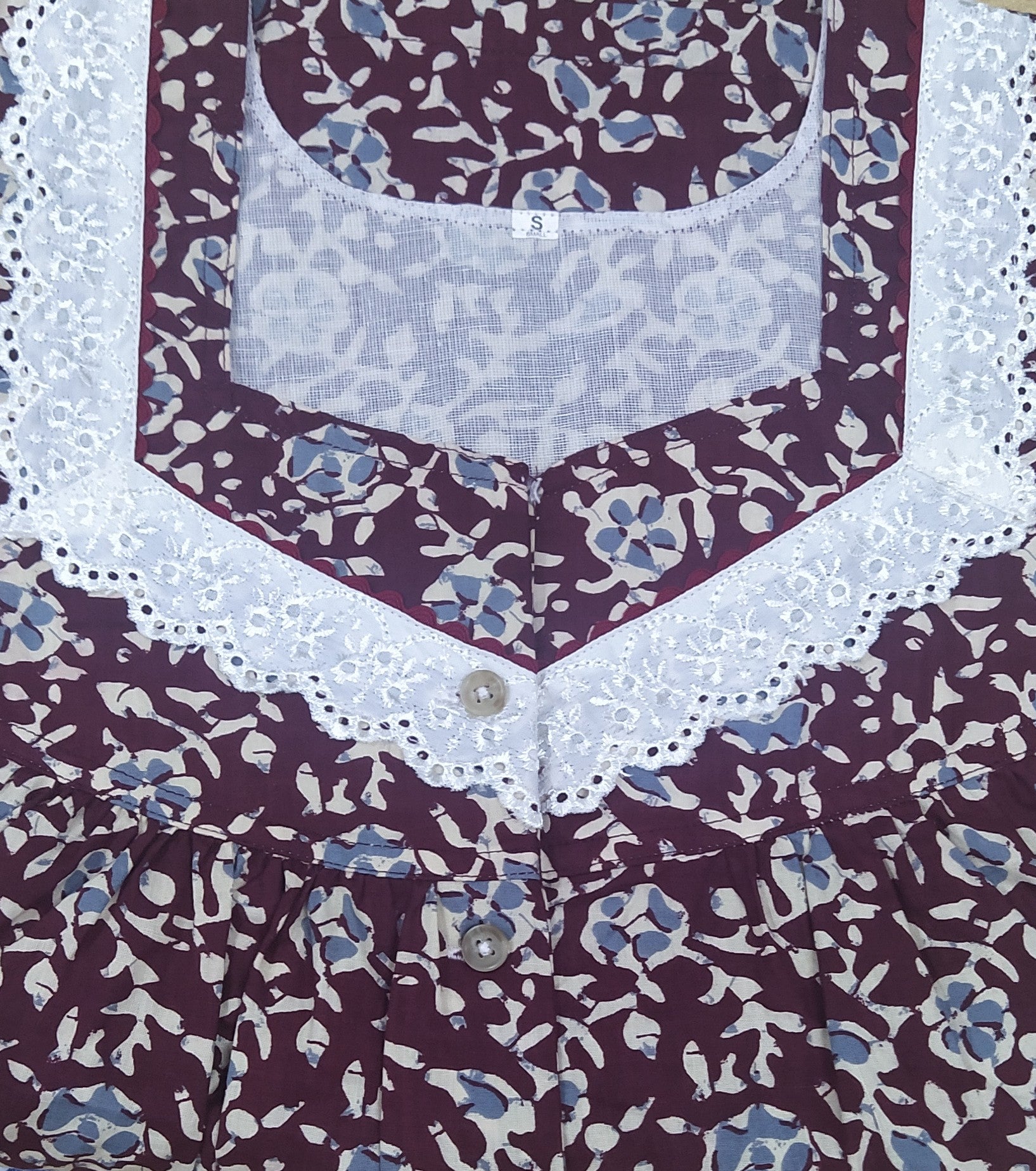 Cotton With Pockets, Half Open Small Printed Nighty