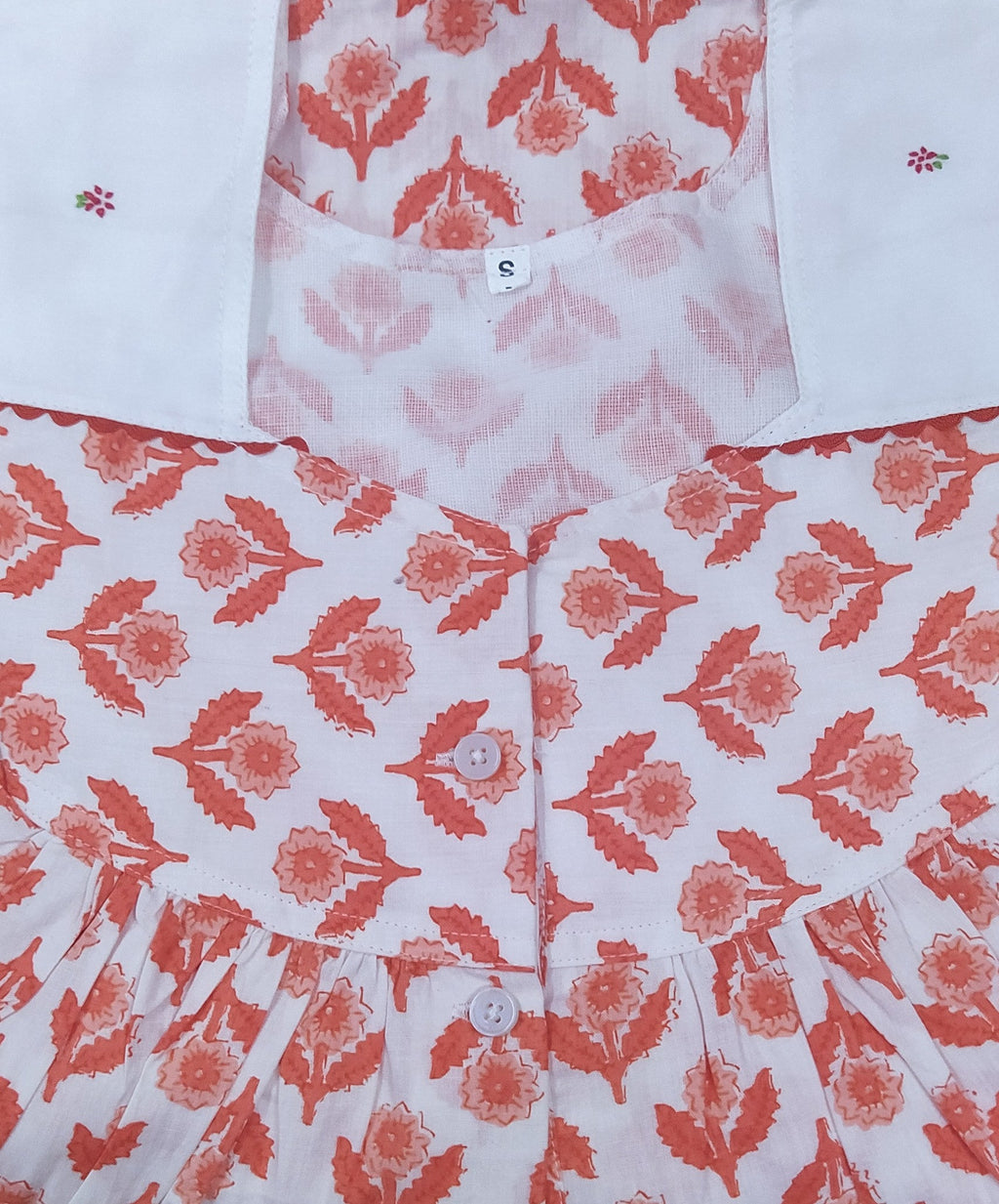 Cotton With Pockets, Half Open Small Printed Nighty