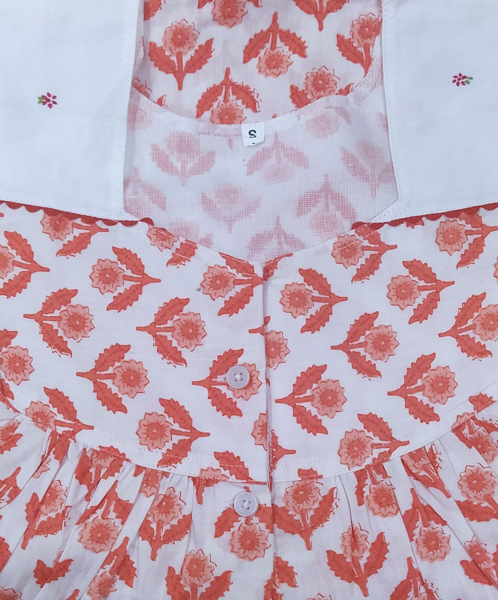 Cotton With Pockets, Half Open Small Printed Nighty